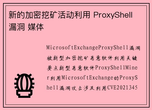 新的加密挖矿活动利用 ProxyShell 漏洞 媒体